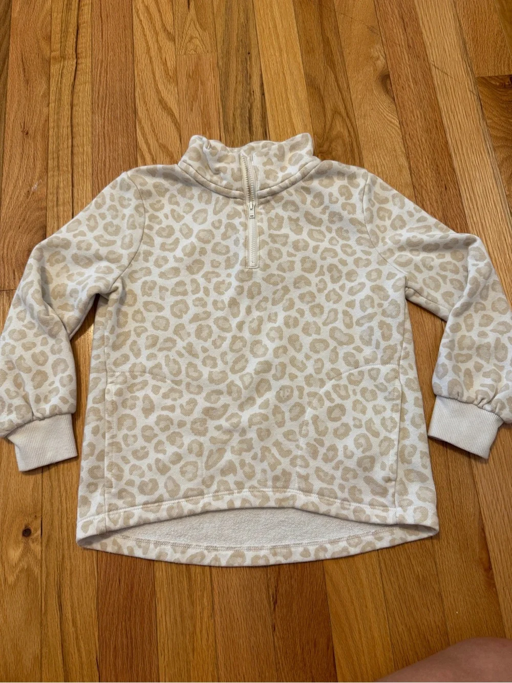 Old Navy Cream Leopard-Print Half-Zip Pullover